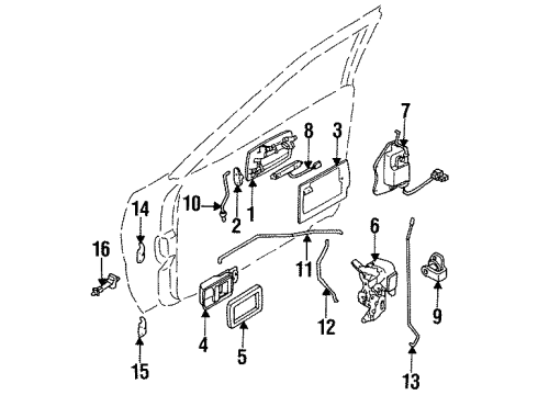 1987 Nissan Maxima Front Door - Hardware Front Door Outside Handle Assembly, Left Diagram for 80605-42E00