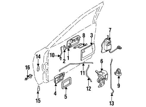 1987 Nissan Maxima Front Door - Hardware Front Left Door Lock Actuator Diagram for 80551-38E00