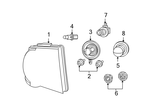 2009 Chrysler Aspen Bulbs Lamp-Headlamp Park And Turn Diagram for 55078021AI