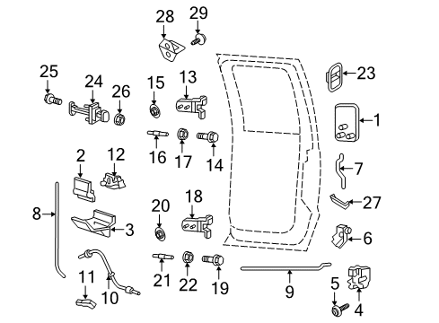 2016 Ford F-250 Super Duty Rear Door Bellcrank Diagram for F81Z-2626448-AA