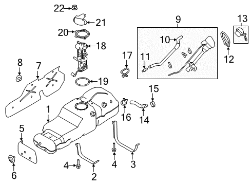 2019 Nissan Titan Fuel Supply Band Assy-Fuel Tank Mounting Diagram for 17406-ZE00B