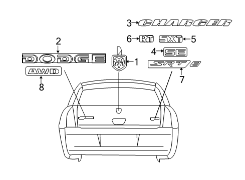 2009 Dodge Charger Exterior Trim - Trunk Lid NAMEPLATE-DECKLID Diagram for 4806234AA