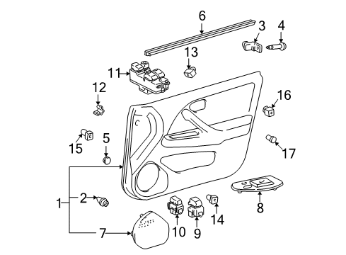 2000 Toyota Camry Door & Components Door Trim Panel Diagram for 67620-AA330-G1