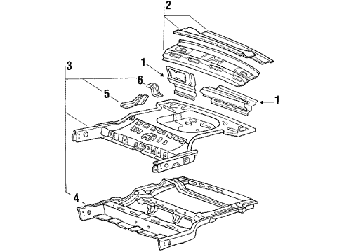 1987 Hyundai Excel Rear Body Panel & Frame Assembly-Package Tray, Rear Diagram for 69300-21300