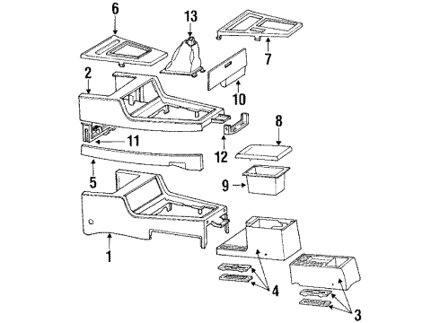 1994 Hyundai Sonata Center Console Tray-Rear Console Diagram for 84621-33210-AQ