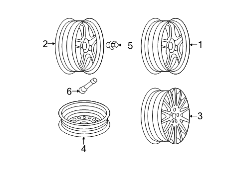 2009 Saturn Aura Wheels, Covers & Trim Wheel Rim Kit, Aluminum Diagram for 19149986