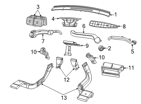 2012 Dodge Caliber Ducts Duct-A/C And Heater Diagram for 5191353AB