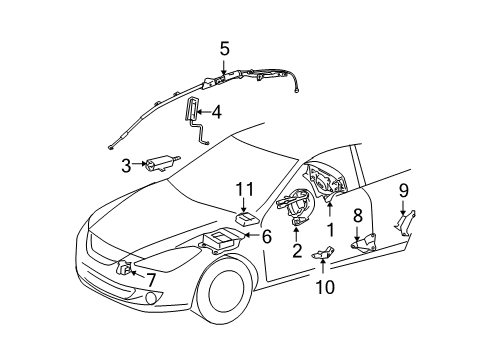 2008 Toyota Solara Air Bag Components Side Sensor Diagram for 89830-06020