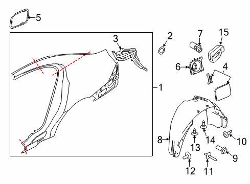 2011 Lincoln MKS Quarter Panel & Components Wheelhouse Liner Diagram for BA5Z-5428371-A