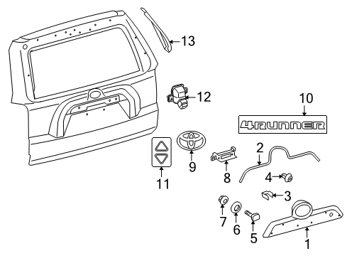 2017 Toyota 4Runner Exterior Trim - Lift Gate Spoiler Nut Diagram for 90179-06256