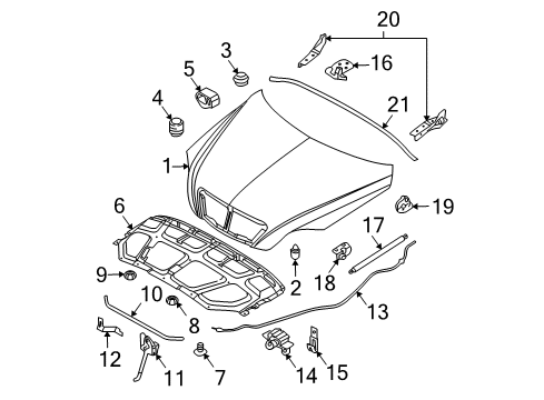 2003 Kia Sorento Hood & Components Front Bracket Assembly-Hood, R Diagram for 811823E000