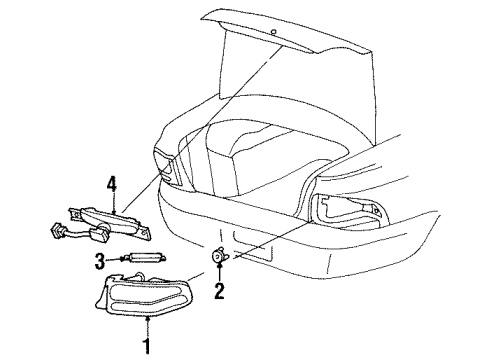 1997 Dodge Stratus Tail Lamps, High Mounted Stop Lamp, License Lamps Socket-Tail, Stop, And Turn Lamp Diagram for 5303093