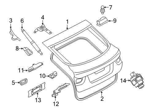 2015 BMW X6 Lift Gate Left Trunk Lid Hinge Diagram for 41007387531