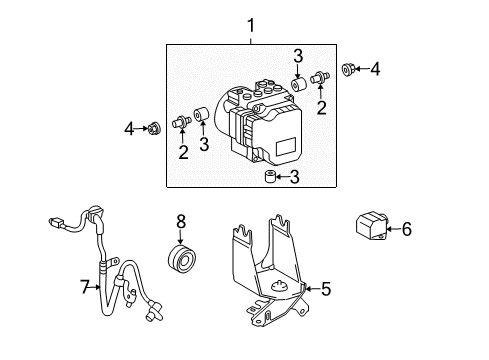 2006 Scion xB ABS Components Bracket Diagram for 44590-52070