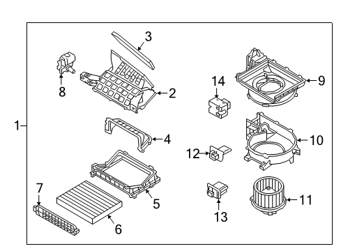 2018 Hyundai Accent HVAC Case Blower Unit Diagram for 97207-H9000