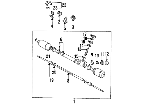 1993 Toyota Tercel Steering Column & Wheel, Steering Gear & Linkage Boot Diagram for 45535-10021