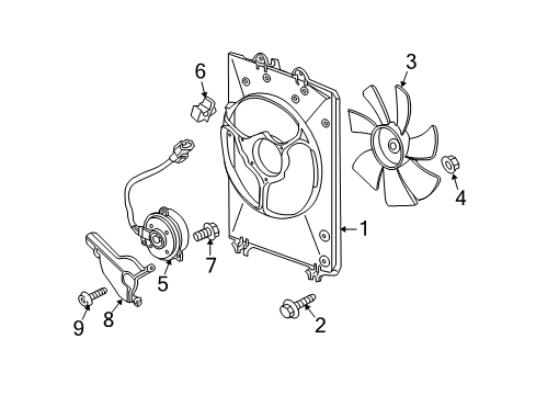 2013 Honda Pilot A/C Condenser Fan Cover, Fan Motor Diagram for 38619-RN0-A01
