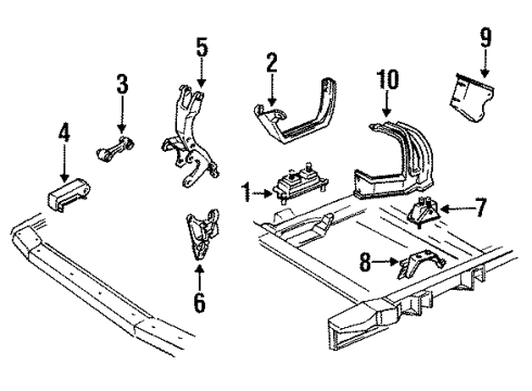 1993 Oldsmobile Cutlass Supreme Engine & Trans Mounting BRACE, Transmission Mounting Diagram for 10215756