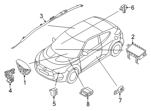 2012 Hyundai Veloster Air Bag Components Module Assembly-Air Bag Control Diagram for 95910-2V000