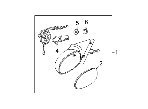 2002 Saturn L200 Outside Mirrors Mirror Asm, Outside Rear Vi Diagram for 21019867