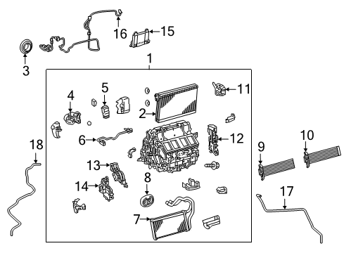 2018 Lexus LC500h A/C Evaporator & Heater Components EVAPORATOR Sub-Assembly Diagram for 88501-11030