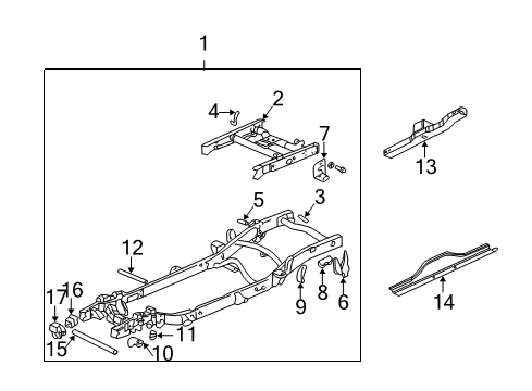 2002 GMC Sierra 2500 Frame & Components Tow Hook Diagram for 15020940