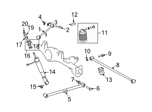 2004 Lexus GX470 Rear Suspension Components, Lower Control Arm, Upper Control Arm, Ride Control, Stabilizer Bar Lower Control Arm Diagram for 48720-35061