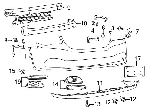 2015 Dodge Grand Caravan Front Bumper Bracket-License Plate Diagram for 68213436AC