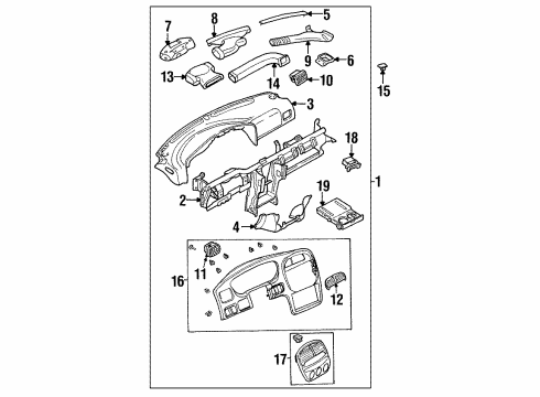 2001 Kia Sportage Instrument Panel Cup Holder Diagram for 0K07A64677B00
