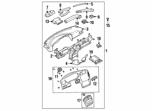 2001 Kia Sportage Instrument Panel Key Sub Set-Glove Box Diagram for 0K07E76950A