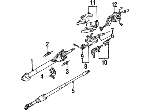 1997 Acura SLX Switches Shaft & Column Assembly Steering Diagram for 8-97124-162-2