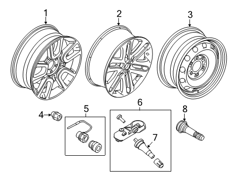 2012 Ford F-150 Wheels, Covers & Trim Wheel, Alloy Diagram for CL3Z-1007-A