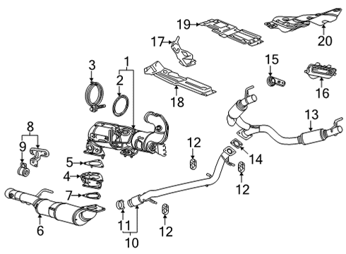 2021 Cadillac Escalade Exhaust Components Muffler Diagram for 23241300