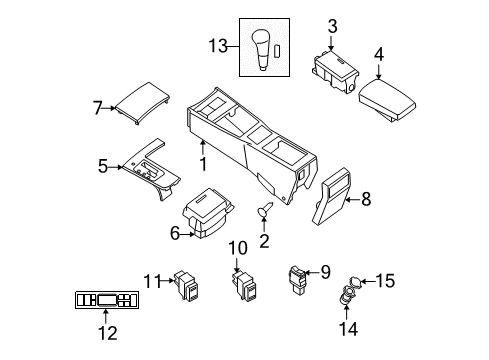 2009 Nissan Maxima Center Console Knob Assembly-Control Lever Auto Diagram for 34910-9N30B