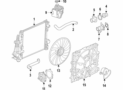 2020 Cadillac CT6 Cooling System, Radiator, Water Pump, Cooling Fan Fan Module Diagram for 23405263