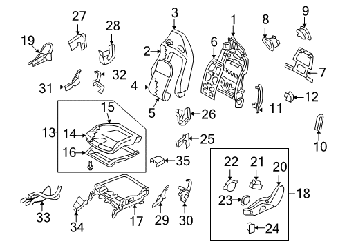 2010 Nissan GT-R Heated Seats FINISHER Assembly-Rear, Front Cushion LH Diagram for 87374-JF00A
