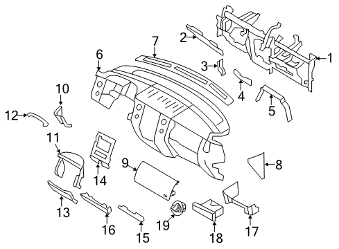 2013 Ford Expedition Instrument Panel Reinforce Beam Reinforcement Plate Diagram for 7L1Z-78017A26-A