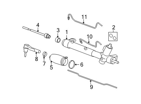 2011 Chevrolet Malibu P/S Pump & Hoses, Steering Gear & Linkage Boot Kit-Steering Gear Diagram for 15944383