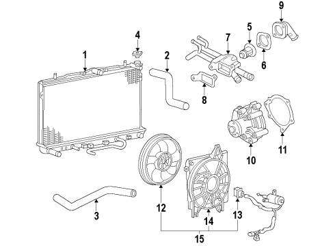 2009 Kia Optima Cooling System, Radiator, Water Pump, Cooling Fan Blower Assembly Diagram for 253802G000