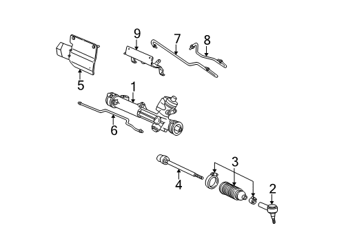 2001 Mercury Sable P/S Pump & Hoses, Steering Gear & Linkage Gear Assembly Diagram for YF1Z-3504-DARM