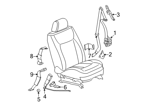 2007 Cadillac DTS Seat Belt Mount Bracket Cover Diagram for 15844458