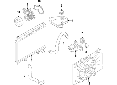 2018 Ford Fiesta Cooling System, Radiator, Water Pump, Cooling Fan Fan Assembly Diagram for C1BZ-8C607-WK