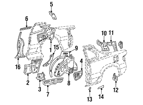 1993 Toyota Celica Inner Structure - Quarter Panel Seat Belt Anchor Diagram for 61768-32010