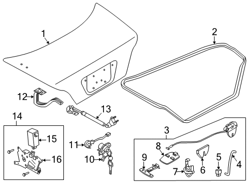2004 Infiniti M45 Trunk Stay Assembly-Trunk Lid A, L Diagram for 84431-CR000