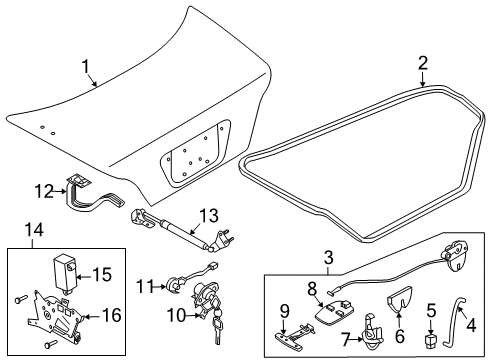 2004 Infiniti M45 Trunk Cylinder Set-Trunk Lid Lock Diagram for H4660-CR900