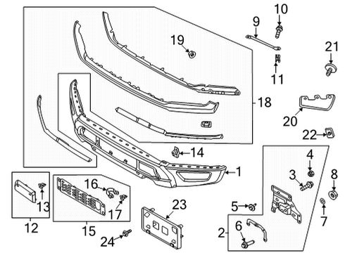 2021 Ford F-150 Bumper & Components - Front Horn Bolt Diagram for -W715314-S450B