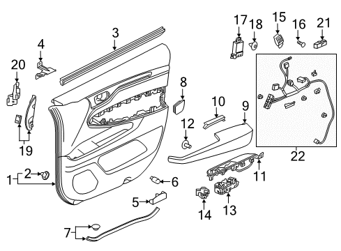 2021 Honda Odyssey Front Door Armrest, Drvier Side (Deep Black) Diagram for 83552-THR-A01ZD