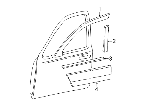 2004 Lincoln Town Car Exterior Trim - Front Door Window Molding Diagram for 4W1Z-5420554-AAA