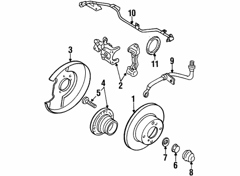 1994 Nissan Altima Anti-Lock Brakes Hub Assembly Rear Diagram for 43200-0Z801