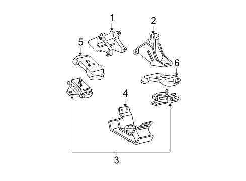 2002 Toyota Tundra Engine Mounting Mount Bracket Diagram for 12311-62050